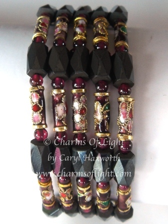 Garnet & Cloisonne Bead Magnetic Wrap Necklace